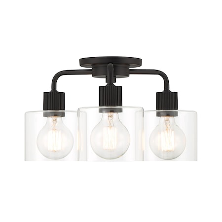 Designers Fountain Vibrato 16in 3-Light Matte Black Transitional Semi Flush Mount Light D285M-SF-MB